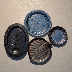 LOT OF 4 Vintage Silverplate Trays International Tree & Well Towle Irvinware